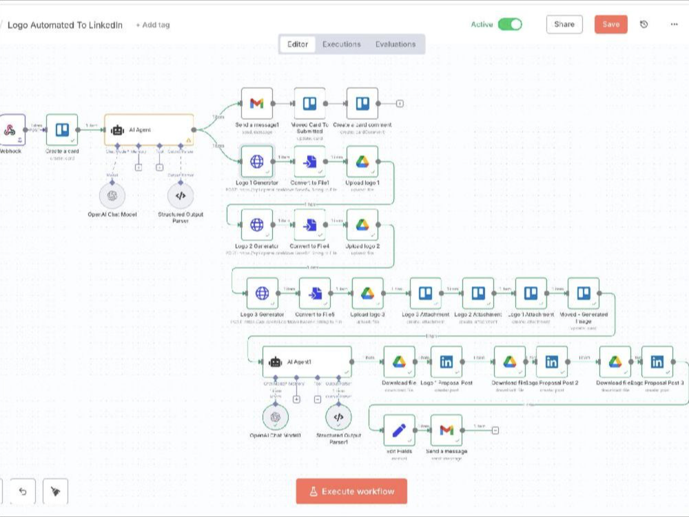 Automated logo design and LinkedIn publishing workflow cover